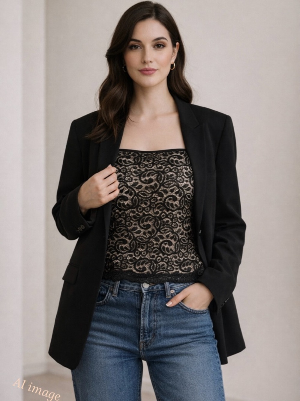 Emanuel Ungaro Liberté Lace Camisole Black Nude Y2K Sexy Minimal Top 12 Vintage